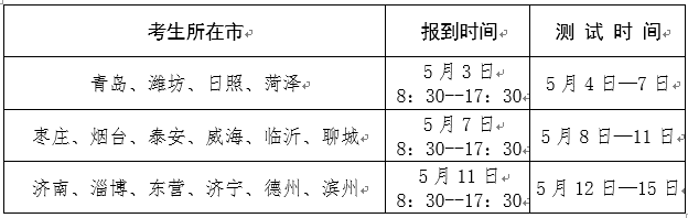 山东体育类专业考试时间具体安排