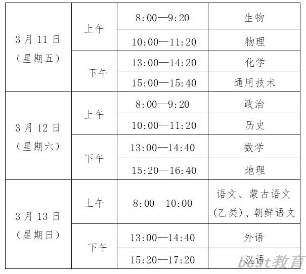 2022年3月吉林普通高中学业考试时间 什么时候考试.png