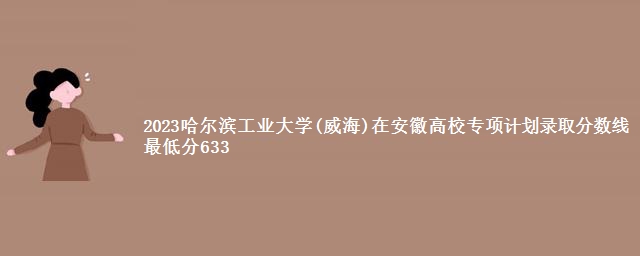 2023哈尔滨工业大学(威海)在安徽高校专项计划录取分数线 最低分633