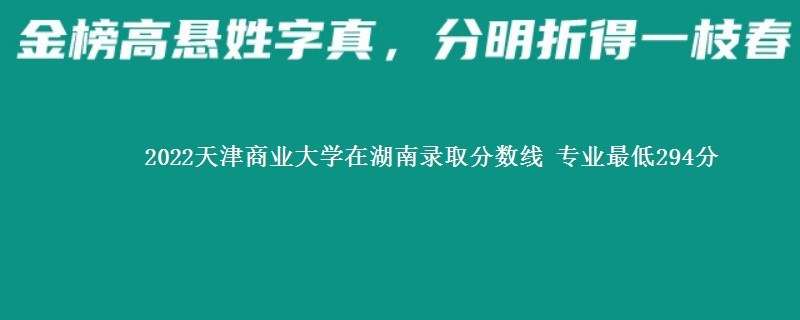 2022天津商业大学在湖南录取分数线 专业最低294分