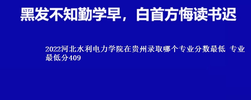 2022河北水利电力学院在贵州录取分数线 专业最低分409