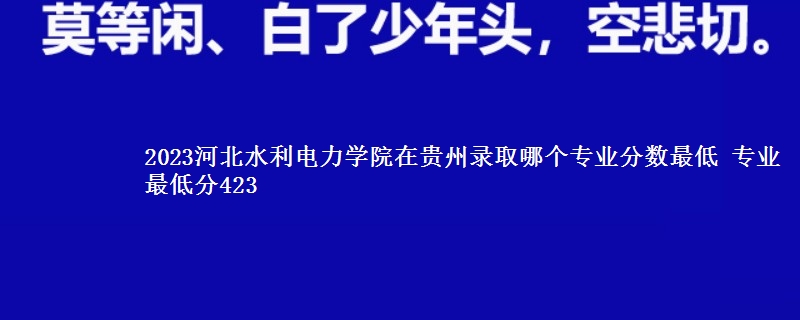 2023河北水利电力学院在贵州录取分数线 专业最低分423