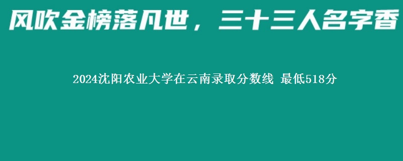 2024沈阳农业大学在云南录取分数线 最低518分